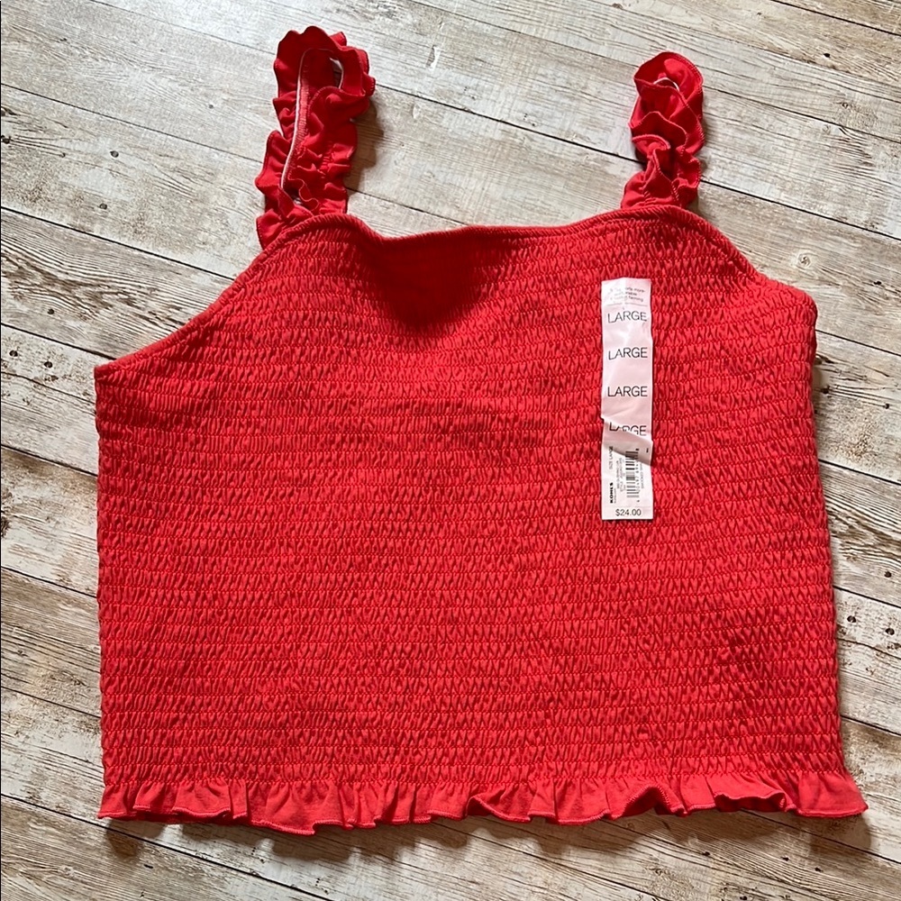 ❤️NOT FOR SALE SO NWT Red Smocked Ruffled Tank Top